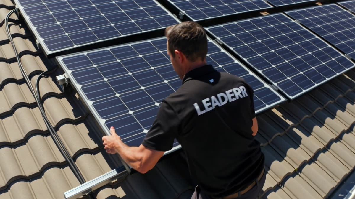 Solar Installers Western Cape - installer fixing a solar panel to the roof mounting rails
